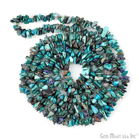 Chrysocolla Chip Beads, 34 Inch, Natural Chip Strands, Drilled Strung Nugget Beads, 3-7mm, Polished, GemMartUSA (CHCH-70001)