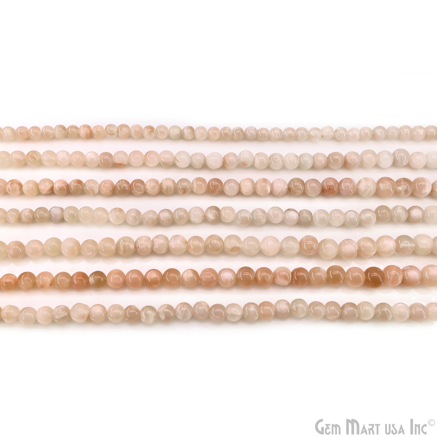Cream Moonstone Smooth Round Drilled Beads 5-7mm Waist Beads, Rondelle Bead Strand 13 Inch