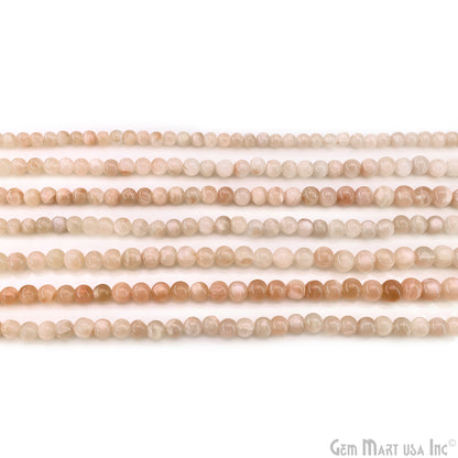 Cream Moonstone Smooth Round Drilled Beads 5-7mm Waist Beads, Rondelle Bead Strand 13 Inch