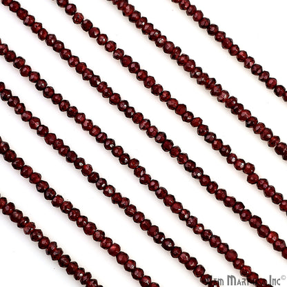 Garnet Rondelle Beads, 12.5 Inch Gemstone Strands, Drilled Strung Nugget Beads, Faceted Round, 2-2.5mm