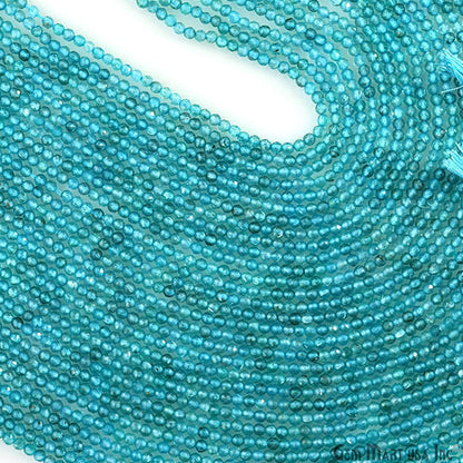 Apatite Rondelle Beads, 13 Inch Gemstone Strands, Drilled Strung Nugget Beads, Faceted Round, 2.5-3mm