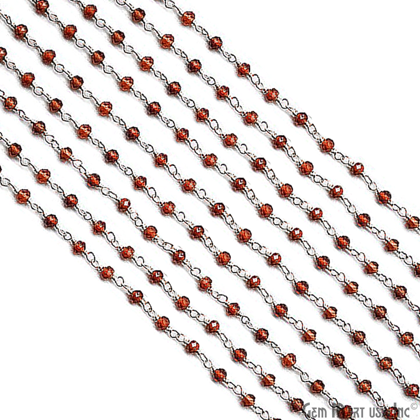 Garnet Silver Plated Wire Wrapped Gemstone Beads Rosary Chain