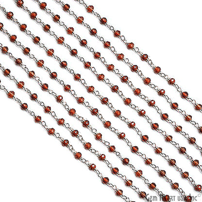 Garnet Silver Plated Wire Wrapped Gemstone Beads Rosary Chain