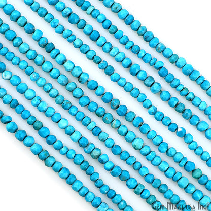 Turquoise Rondelle Beads, 12.5 Inch Gemstone Strands, Drilled Strung Nugget Beads, Faceted Round, 3-4mm