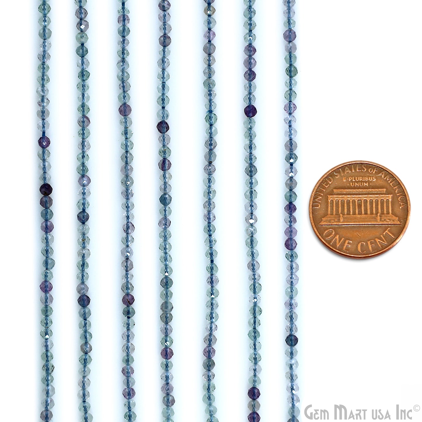 Blue Flourite Rondelle Beads, 12-13 Inch Gemstone Strands, Drilled Strung Nugget Beads, Faceted Round, 2-2.5mm