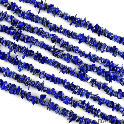 Lapis Chip Beads, 34 Inch, Natural Chip Strands, Drilled Strung Nugget Beads, 3-7mm, Polished, GemMartUSA (CHLP-70001)