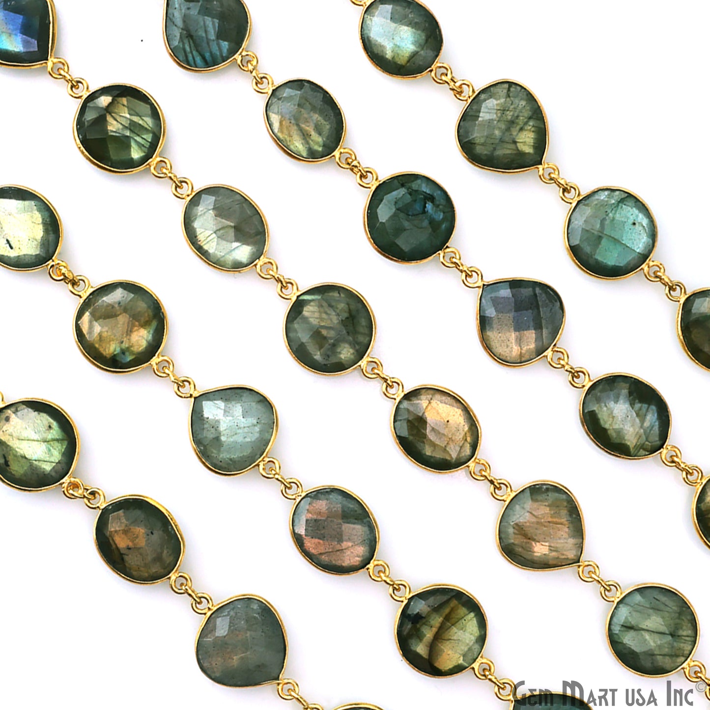 Labradorite Mix Shape 10-15mm Gold Plated Continuous Connector Chain