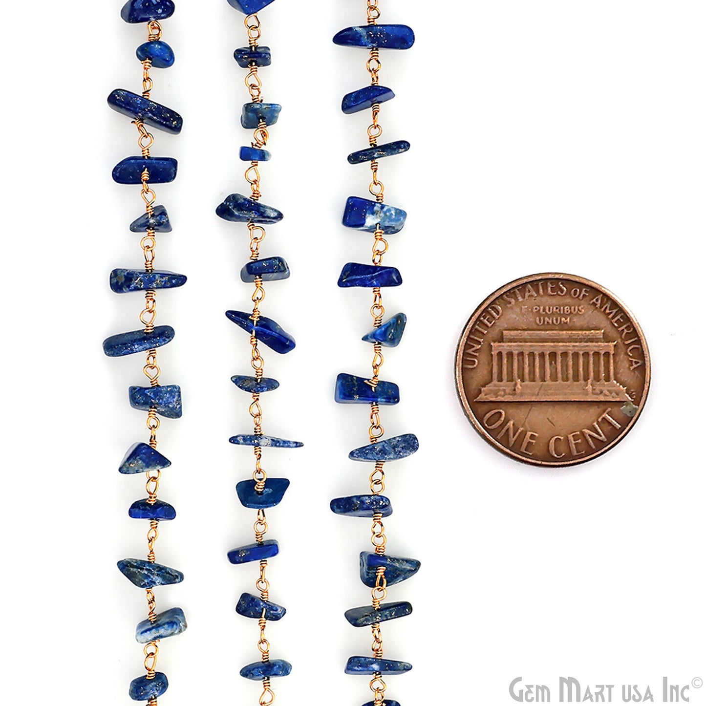 Lapis Lazuli Gold Plated Wire Wrapped Beads Rosary Chain