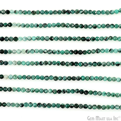 Emerald Rondelle Beads, 13 Inch Gemstone Strands, Drilled Strung Nugget Beads, Faceted Round, 2-2.5mm