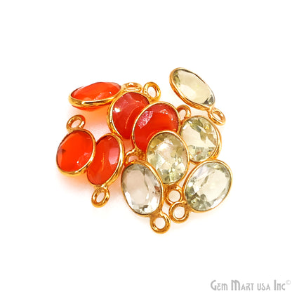 Oval 6x8mm Brilliant Cut Gold Plated Bezel Single Bail Connector