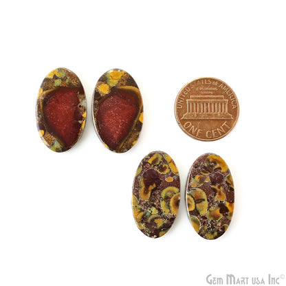 Fruit Jasper Oval Shape 25x15mm Loose Gemstone For Earring Pair