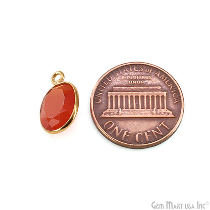 Oval 9x11mm Brilliant Cut Gold Plated Bezel Single Bail Connector