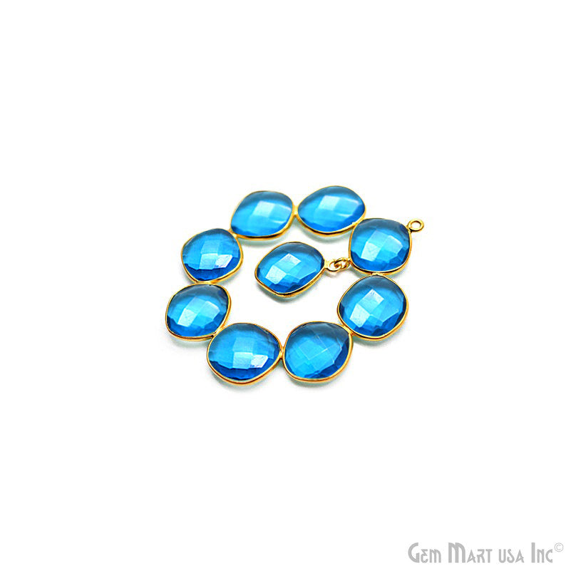 Blue Topaz 52x45mm Gold Plated Bezel Earring Connector Component