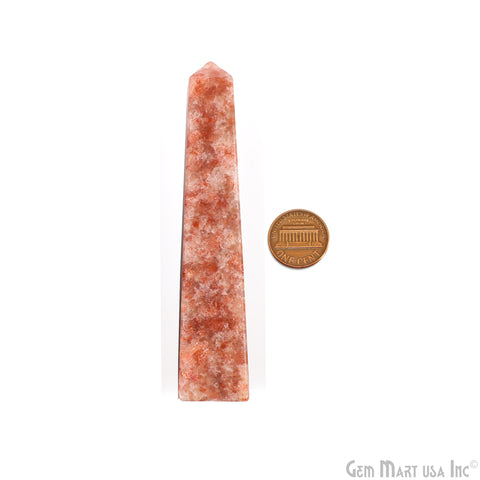 Sunstone Gemstone Rectangle Tower Shape 4Inch Crystal Tower Obelisk Healing Meditation Gemstones