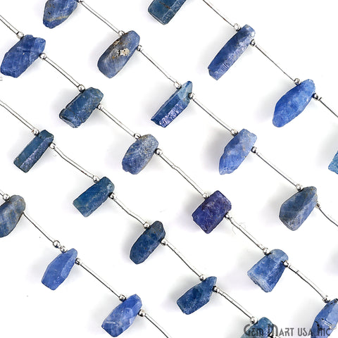 Sapphire Rough Beads, 9.5 Inch Gemstone Strands, Drilled Strung Briolette Beads, Free Form, 12x20mm