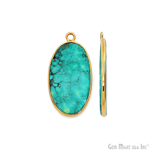 Turquoise Free Form Gold Plated Bezel Smooth Slab Slice Thick Gemstone Connector 28x14mm 1 Pair