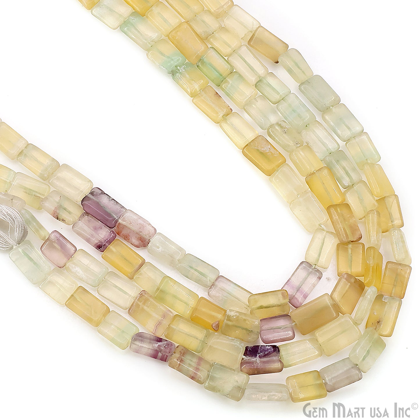 Fluorite Smooth Square Drilled Beads 7-10X6-7mm Waist Beads, Rondelle Bead Strand 13 Inch