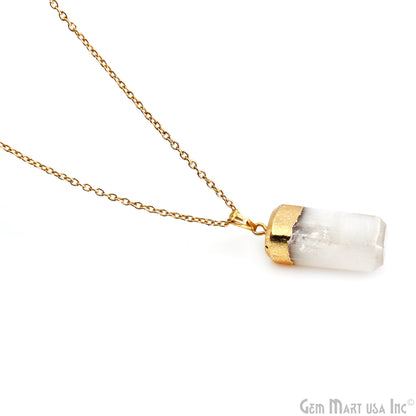 Selenite Free Form Shape Gold Electroplated Pendant