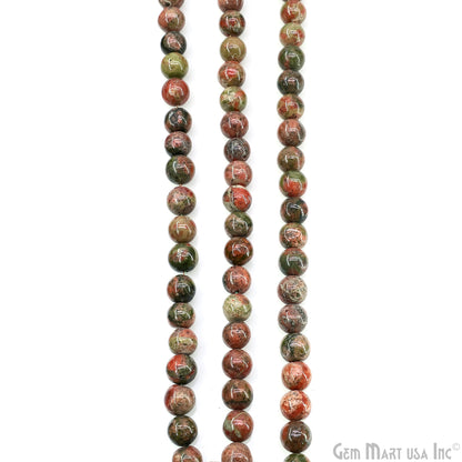 Unakite Smooth Round Drilled Beads 5-7mm Waist Beads, Rondelle Bead Strand 13 Inch