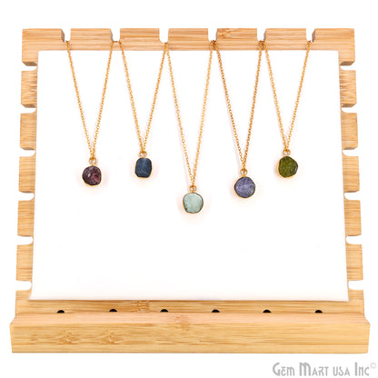 Rough Gemstone 15x10mm Gold Plated Single Bail Connector