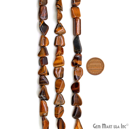 Tiger Eye Tumble Beads Free Form Drilled Beads 8-11X15-25mm Waist Beads, Rondelle Bead Strand 14 Inch