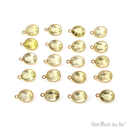 Oval 9x11mm Brilliant Cut Gold Plated Bezel Single Bail Connector