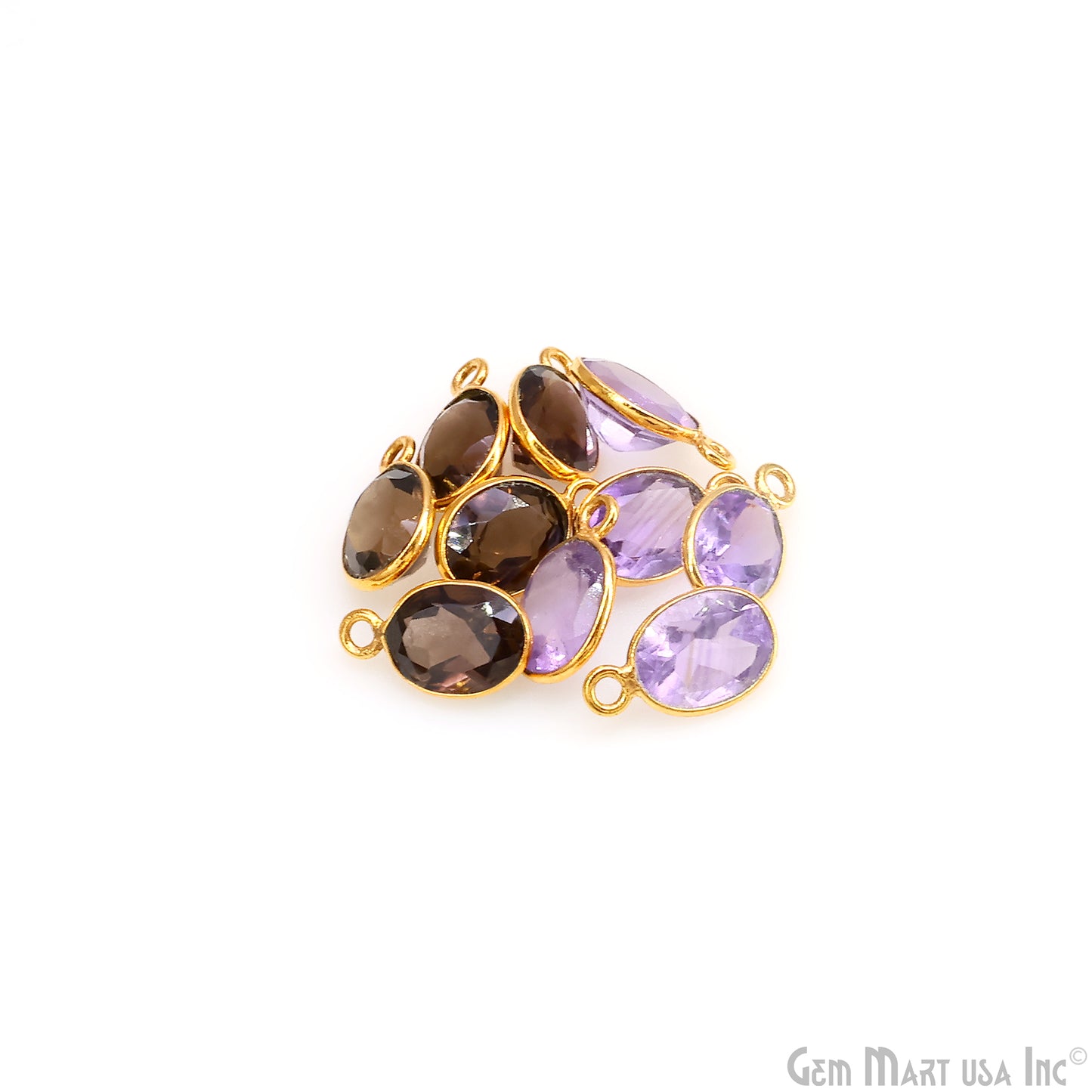 Oval 7x9mm Brilliant Cut Gold Plated Bezel Single Bail Connector