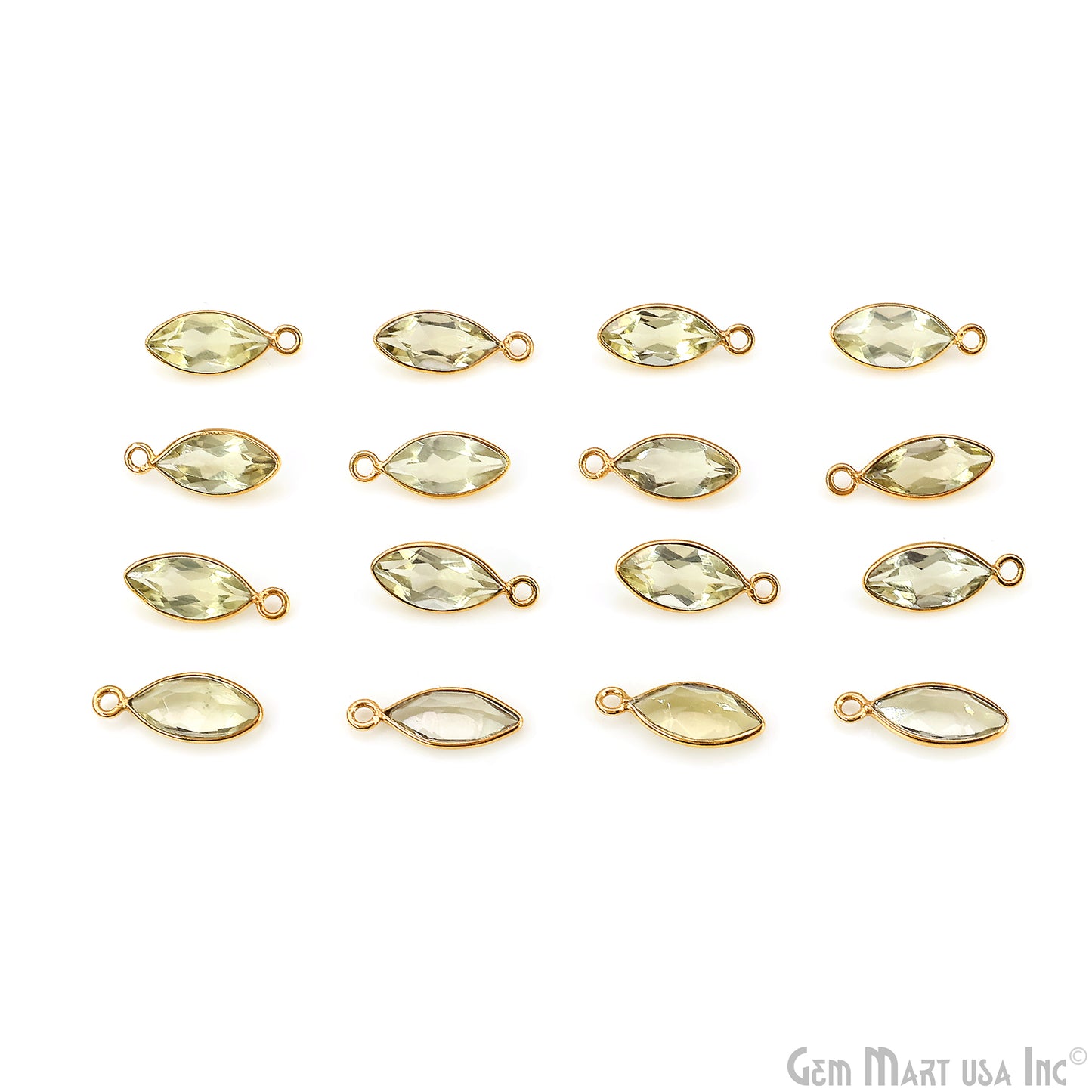 Marquise 6x12mm Brilliant Cut Gold Plated Bezel Single Bail Connector