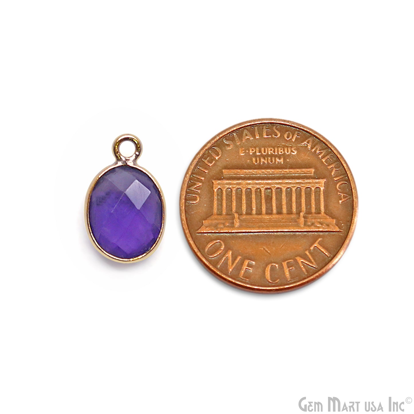 Oval 8x10mm Gold Bezel Single Bail Gemstone Connector