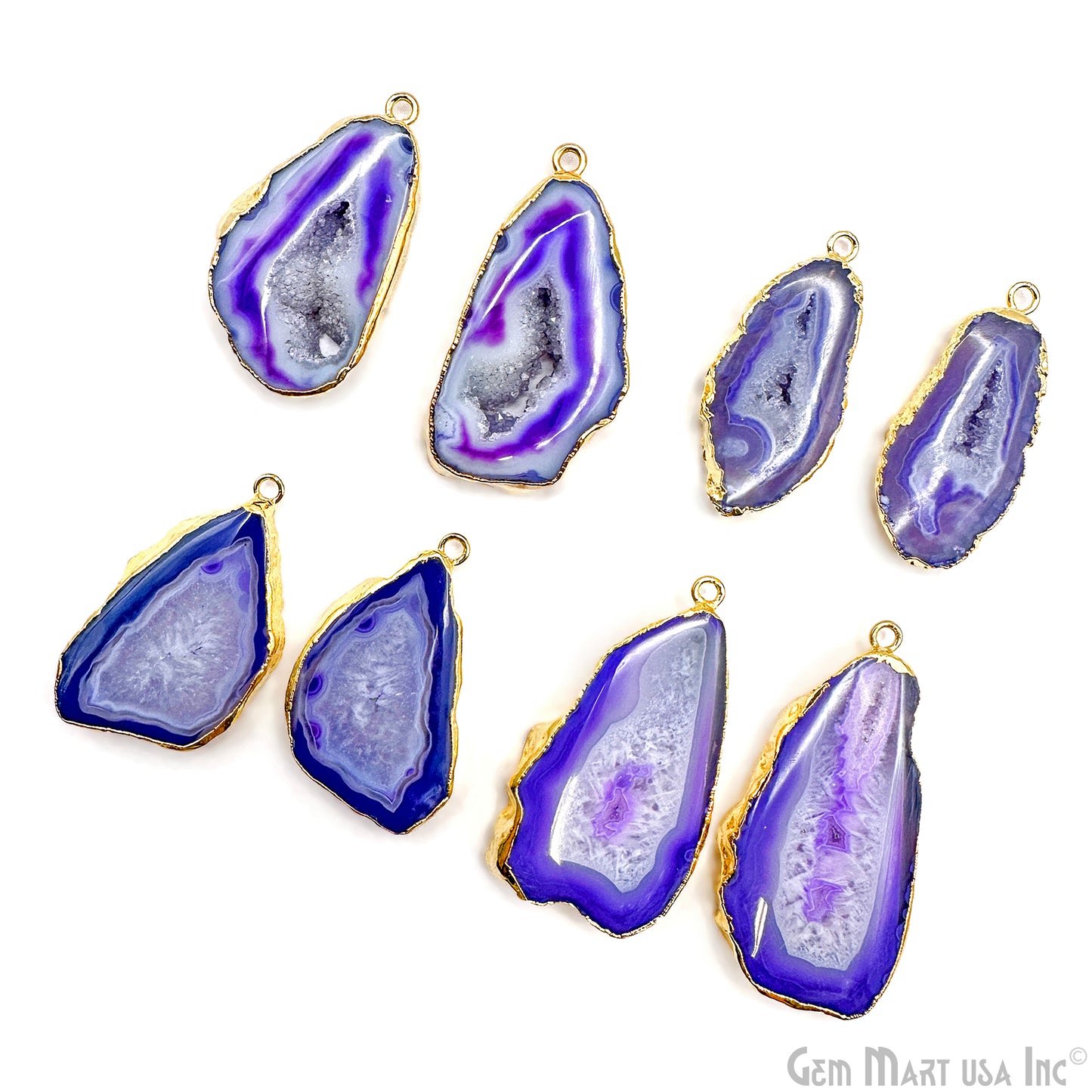 Agate Slice 33x23mm Gold Electroplated Gemstone Earring Connector 1 Pair