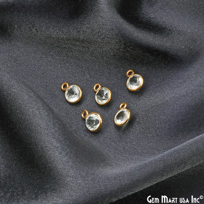 Round 7mm Brilliant Cut Gold Plated Bezel Single Bail Gemstone Connector