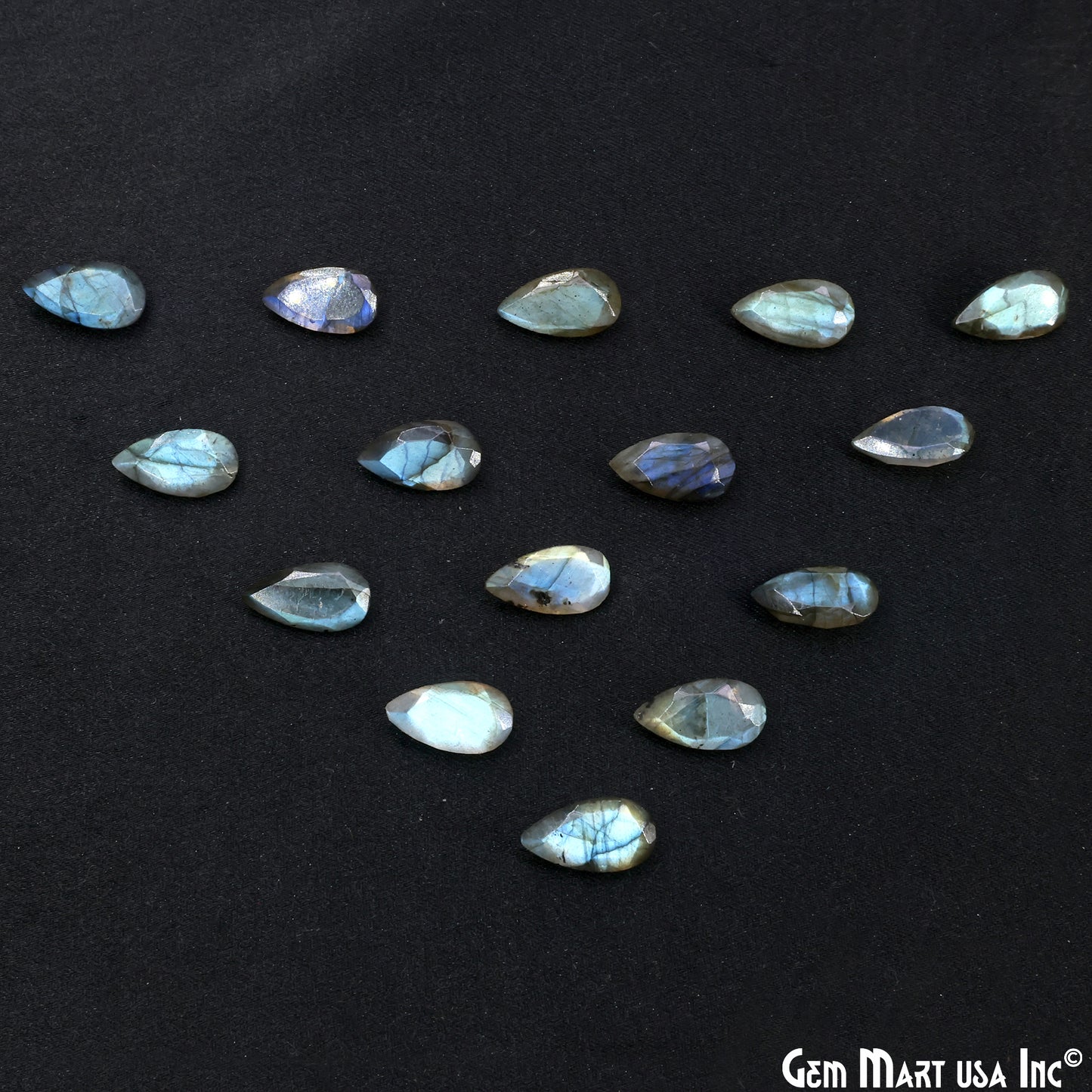 Labradorite Wholesale Gemstones, 100% Natural Semi-Precious Gems, Blue Flash Faceted Loose Gems, 7x13mm, Pears, 4PC Lot