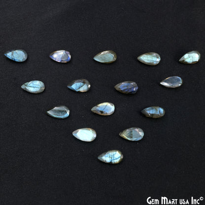 Labradorite Wholesale Gemstones, 100% Natural Semi-Precious Gems, Blue Flash Faceted Loose Gems, 7x13mm, Pears, 4PC Lot