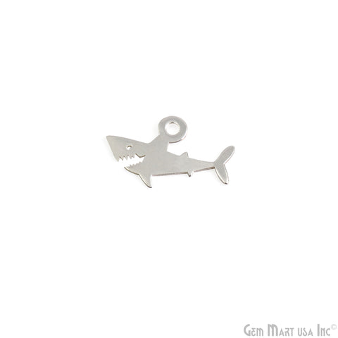 Shark Fish Charm Laser Finding Silver Plated Charm For Bracelets & Pendants