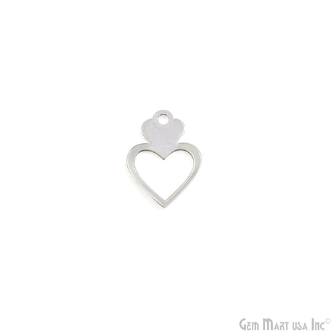 Heart Charm Laser Finding Silver Plated Charm For Bracelets & Pendants
