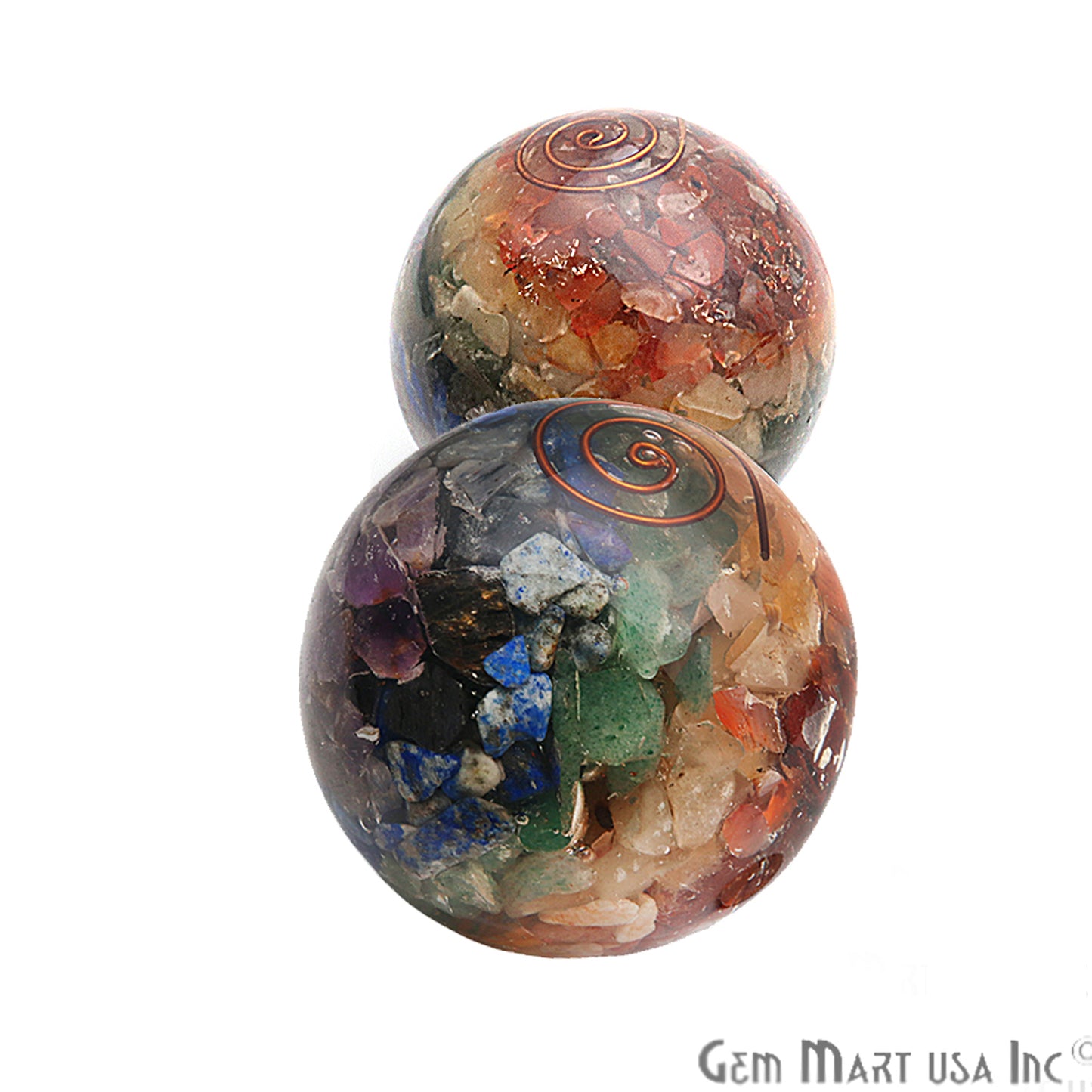 Seven Chakra Healing Gemstone Sphere 2" - Reiki Meditation Ball, Chakra Balancing, Orgone Energy, Spiritual Healing, Home Decor