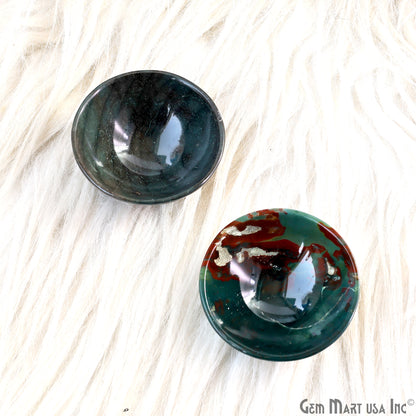 Natural Blood Stone Mini Carved Gemstone Bowl Cup 2 inch