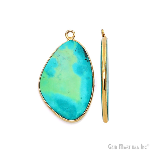 Turquoise Free Form Gold Plated Bezel Smooth Slab Slice Thick Gemstone Connector 31x17mm 1 Pair