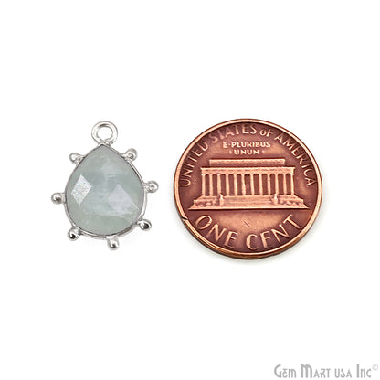 Pears 18x13mm Design Bezel Silver Plated Single Bail Gemstone Connector