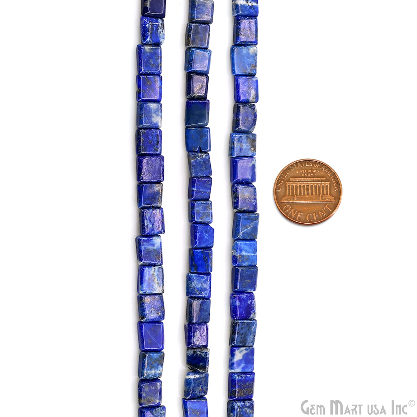 Lapis Faceted Square Drilled Beads 7-10X6-7mm Waist Beads, Rondelle Bead Strand 13 Inch