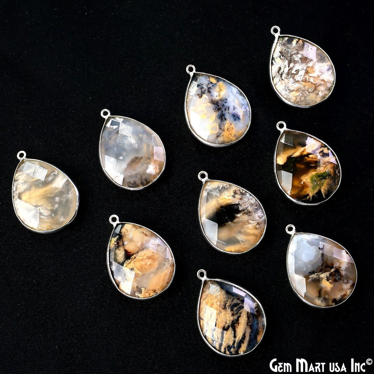 Pears 25x20mm Single Bail Silver Plated Gemstone Bezel Connector