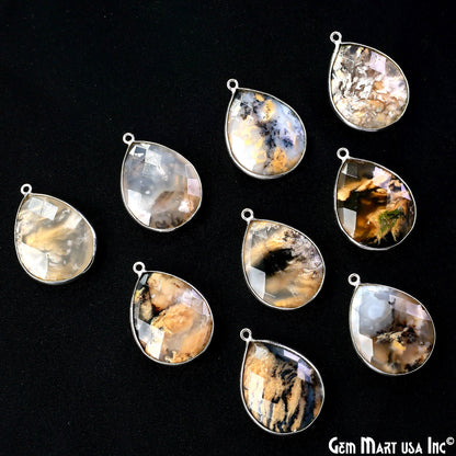 Pears 25x20mm Single Bail Silver Plated Gemstone Bezel Connector