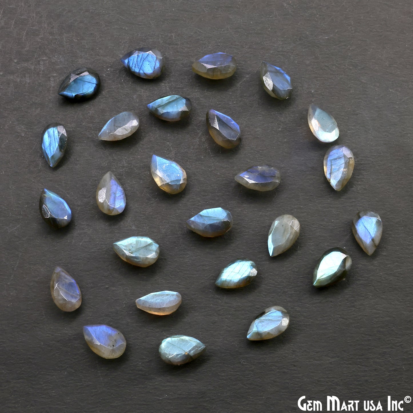 Labradorite Wholesale Gemstones, 100% Natural Semi-Precious Gems, Blue Flash Faceted Loose Gems, 8x12mm, Pears, 4PC Lot