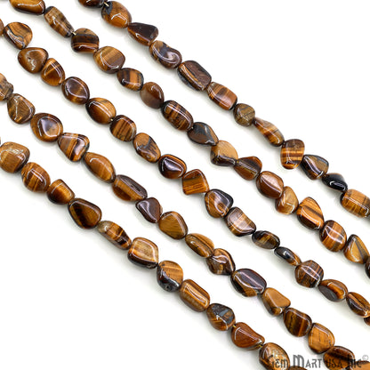Tiger Eye Tumble Beads Free Form Drilled Beads 7-8X10-13mm Waist Beads, Rondelle Bead Strand 15 Inch