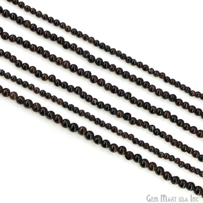 Black Spinel Smooth Round Drilled Beads 3-5mm Waist Beads, Rondelle Bead Strand 13 Inch