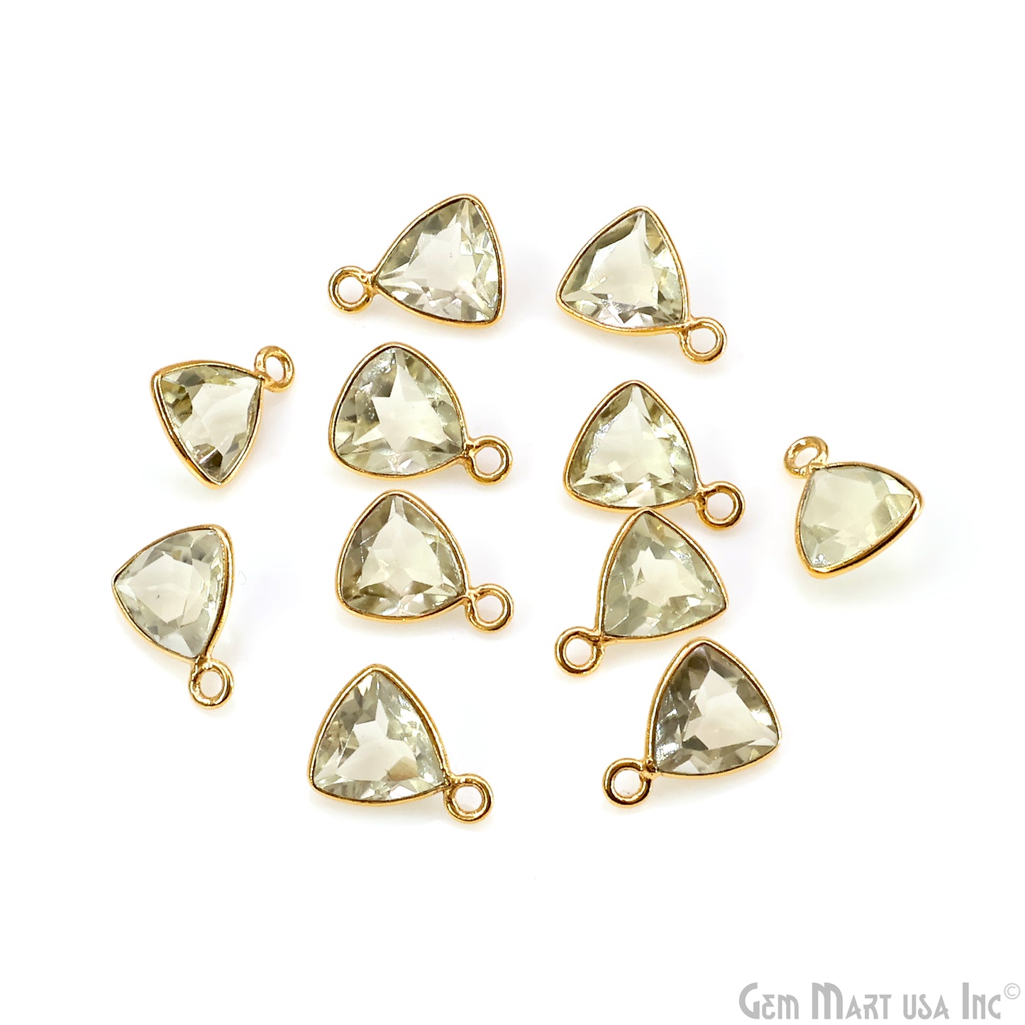 Trillion 8mm Brilliant Cut Gold Plated Bezel Single Bail Gemstone Connector