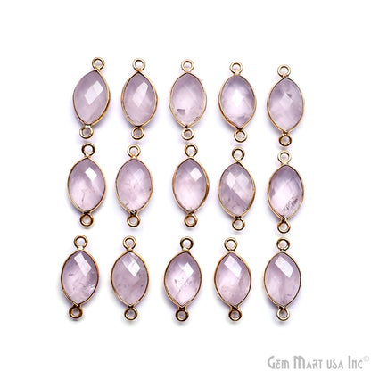 Gemstone Marquise 8x12mm Double Bail Gold Bezel Connector