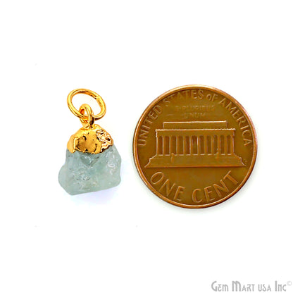 Rough Gemstone Gold Electroplated Single Bail Charm Connector