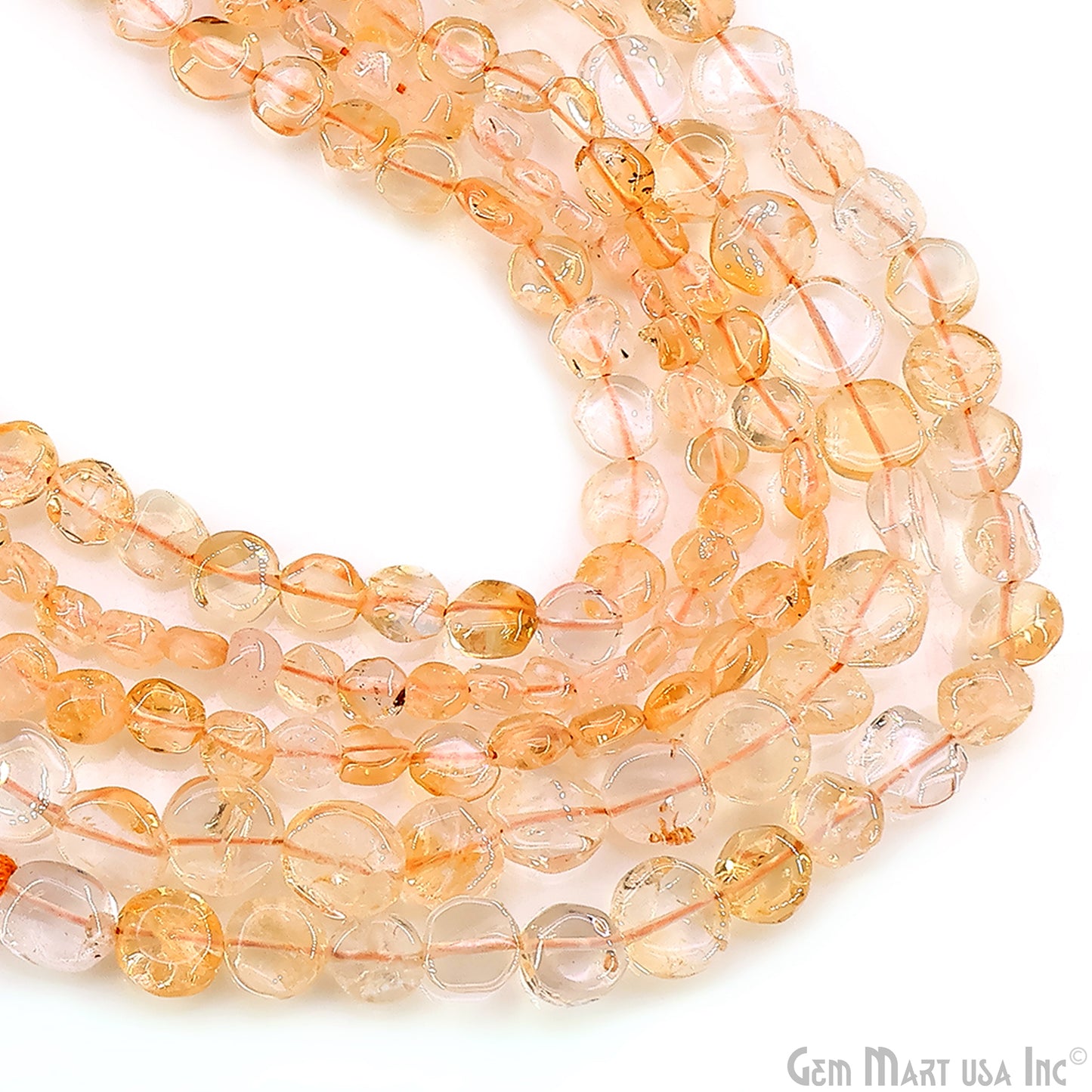 Golden Rutile Tumble Beads Free Form Drilled Beads 8X5mm Waist Beads, Rondelle Bead Strand 13 Inch