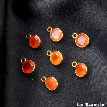 Round 7mm Brilliant Cut Gold Plated Bezel Single Bail Gemstone Connector